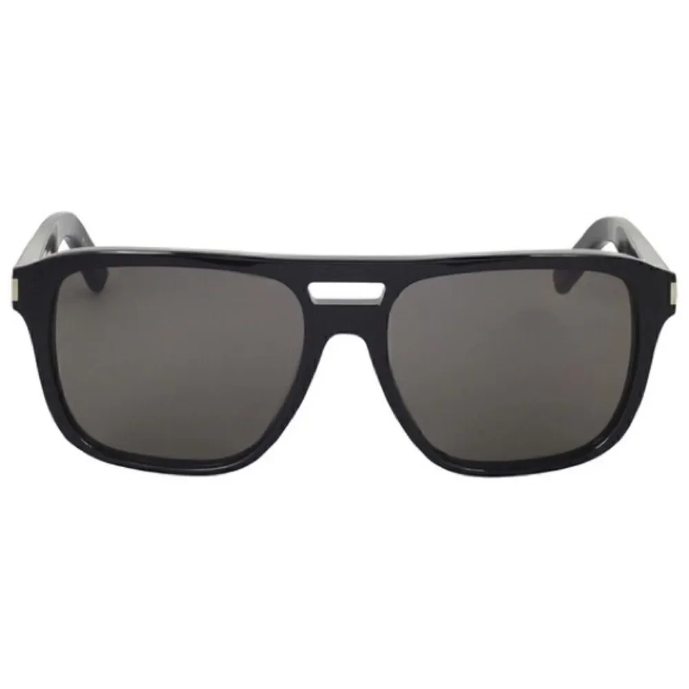 Yves Saint Laurent SL 87 Rectangular Unisex Sunglasses in Black/Grey